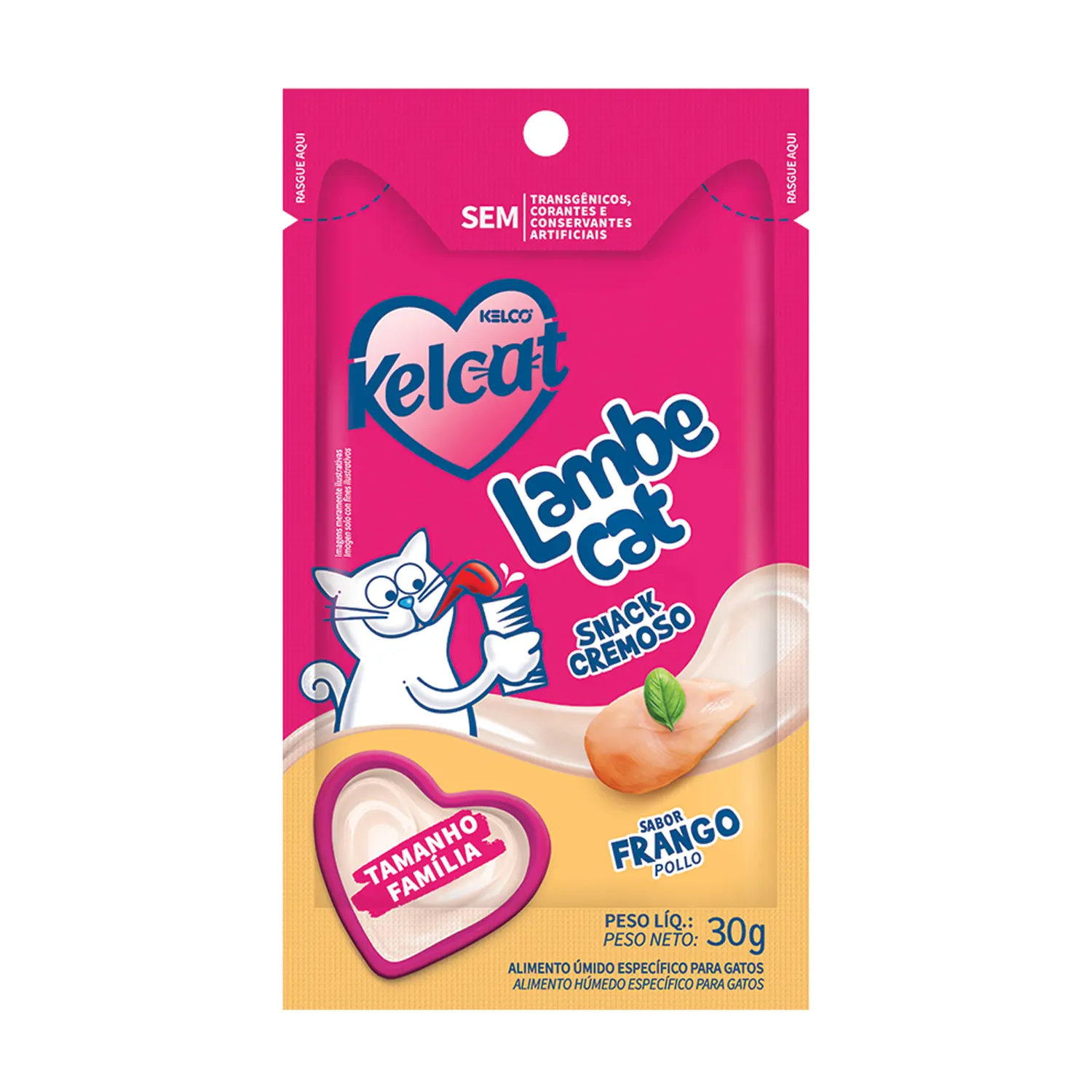 Petisco Kelcat para Gatos Lambe Cat Frango 30g